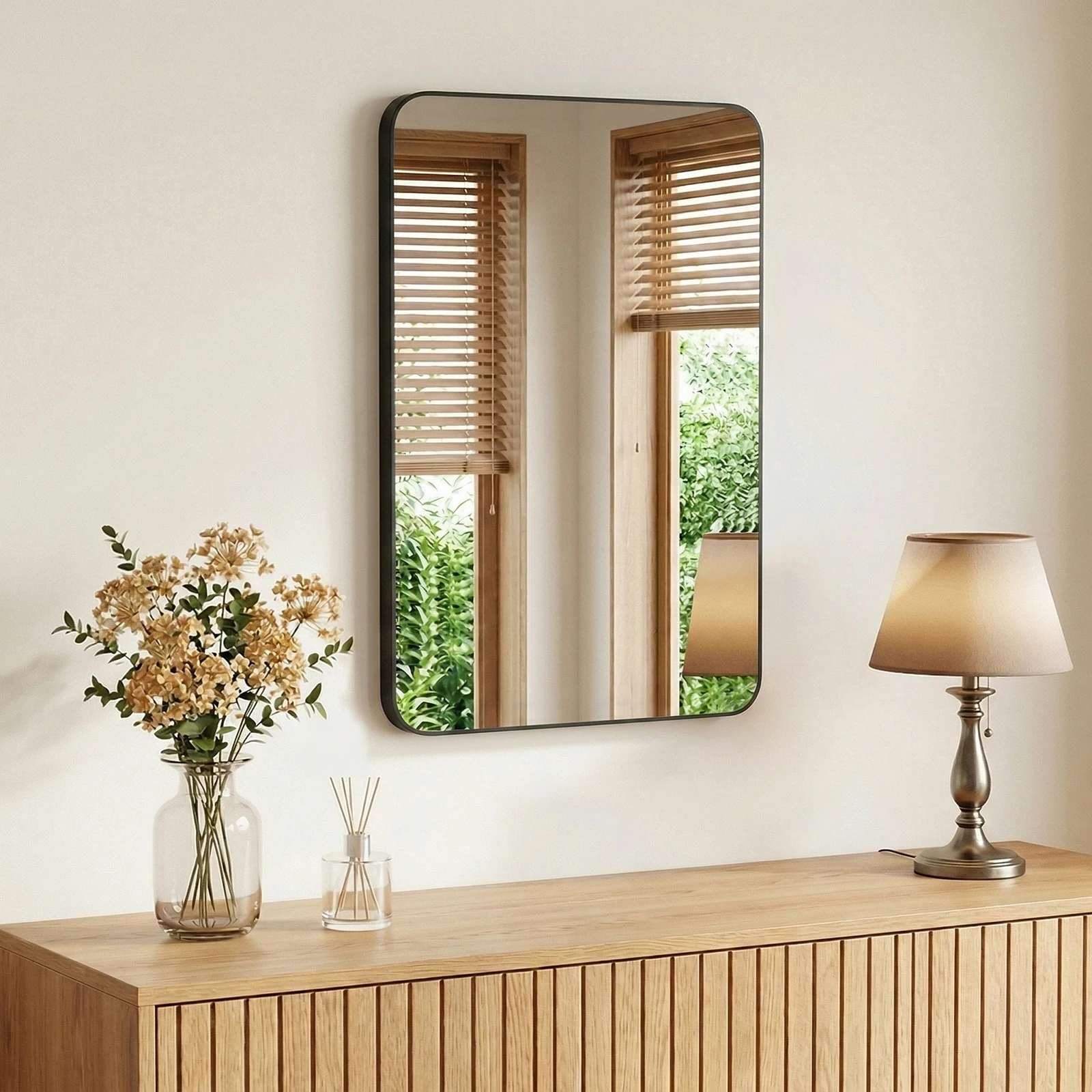 mirror mounted above sink