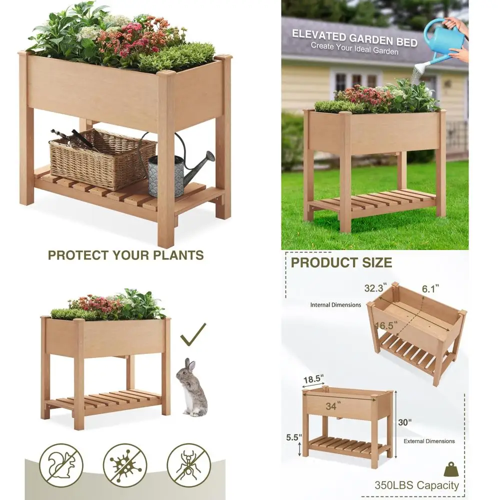 

Eco-friendly Poly Lumber Planter Box for Outdoor Raised Garden Beds with Storage and Cover Options