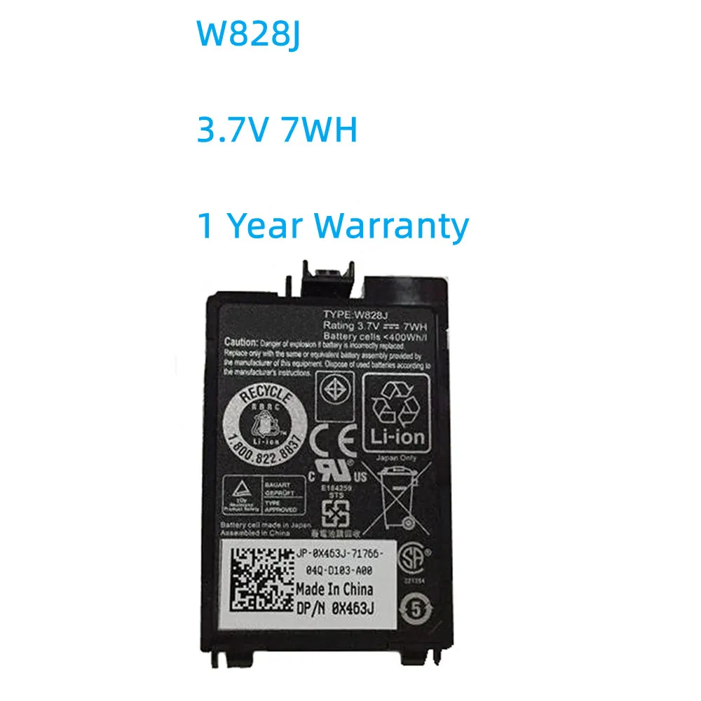 

W828J 3.7V 7Wh Raid Controllers Battery For Dell PowerEdge M600 M610 M910 H700 PERC 6/i X463J 0X463J H145K J321M