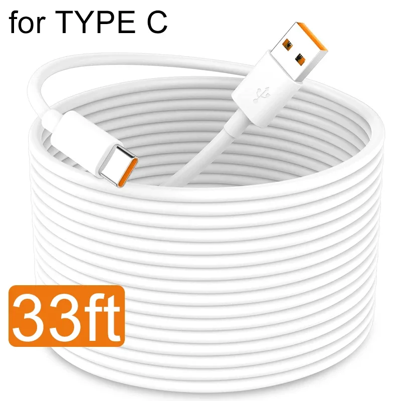 1m/5m/10m Extra Long Type C Fast Charging Cable for Samsung Xiaomi Huawei Redmi Mobile Phones Extension Charger Data Cord