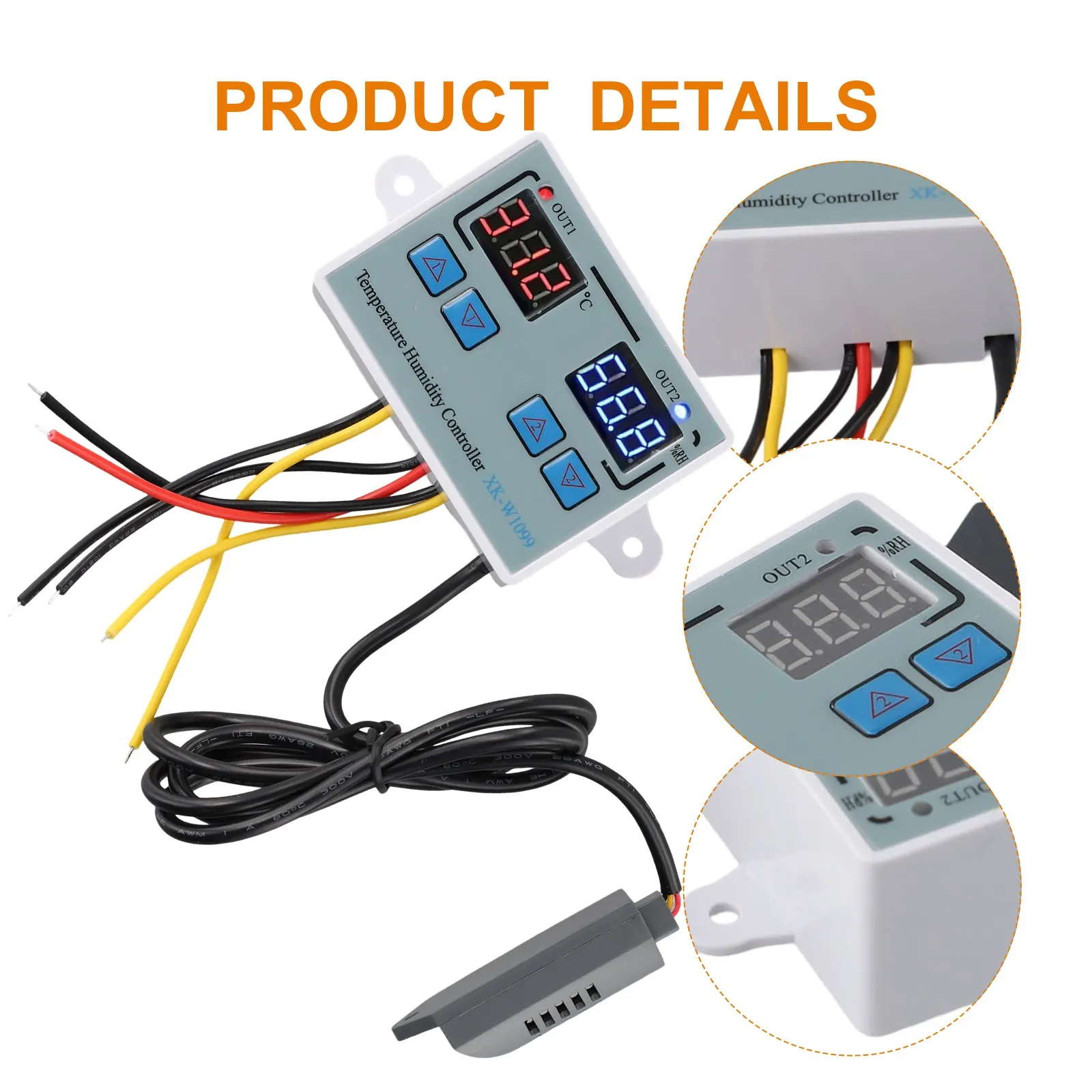 XK-W1099 Intelligent Digital Display Controller Equipment Tool Accessories 100.8*54.9*31.2mm For Temperature And Humidity