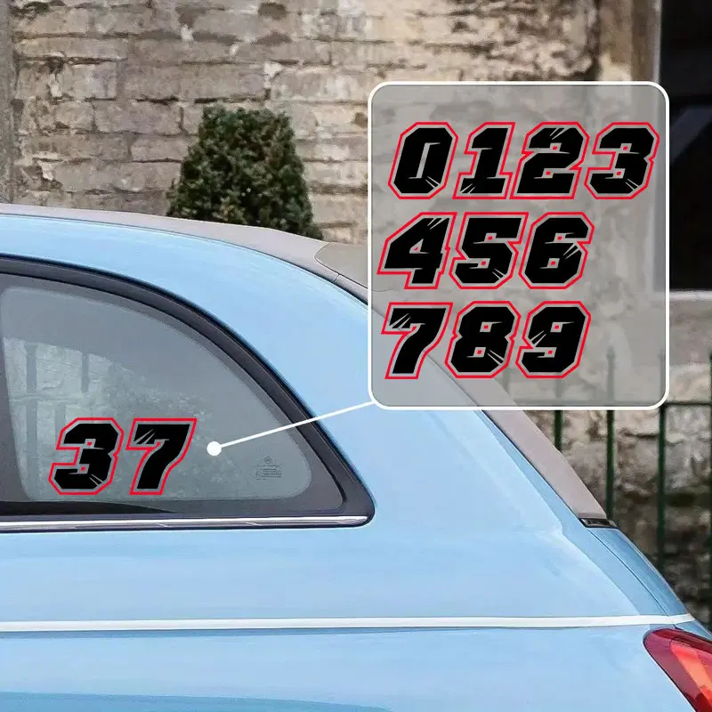 1PC 0-9 Creative Number Motorcycle Sticker Waterproof DIY Vinyl Decal for Motorbike Side Panels Fuel Tank Fairing Scooter Body