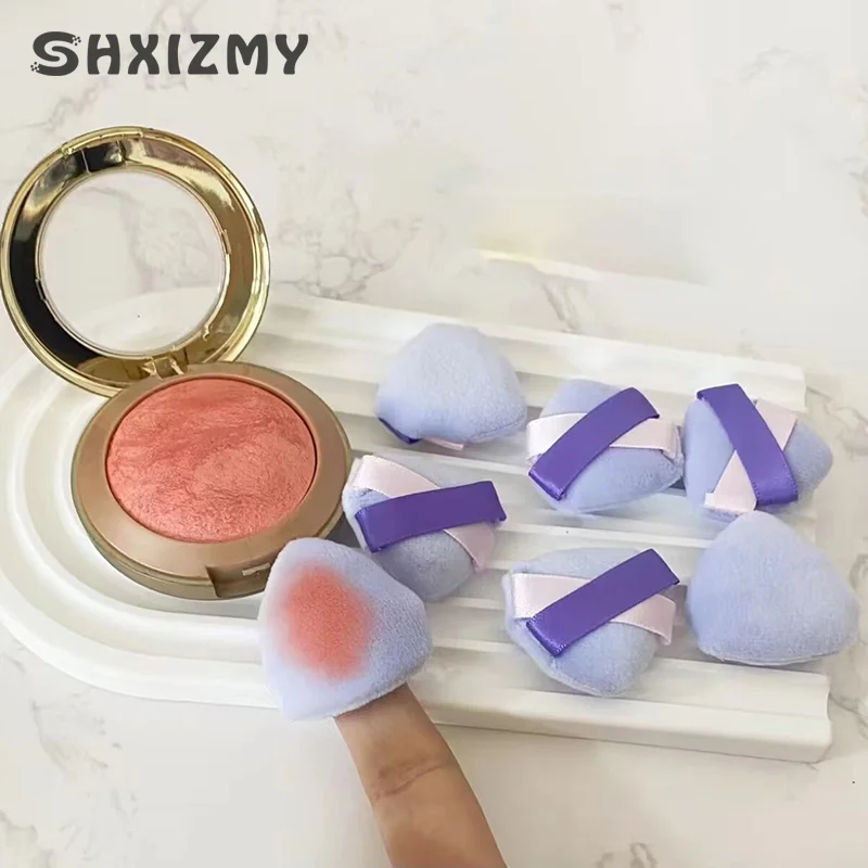 4 Stuks Driehoek Kristal Fluweel Poeder Puff Mini Vinger Spons Nagel Gezicht Make-Up Spons Cosmetica Wasbare Make-Up Puff Tools