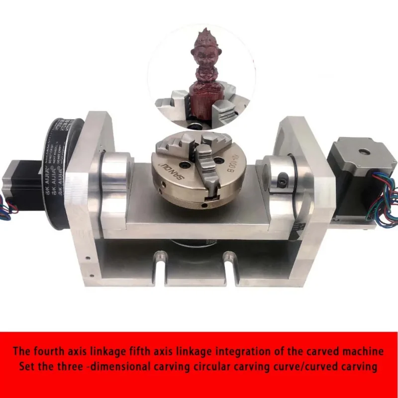 CNC Engraving Machine Accessories Vise 5axis Dual-Axis Linkage 360-Degree Three-Dimensional Engraving Table 5Axis Gear Ratio8: 1