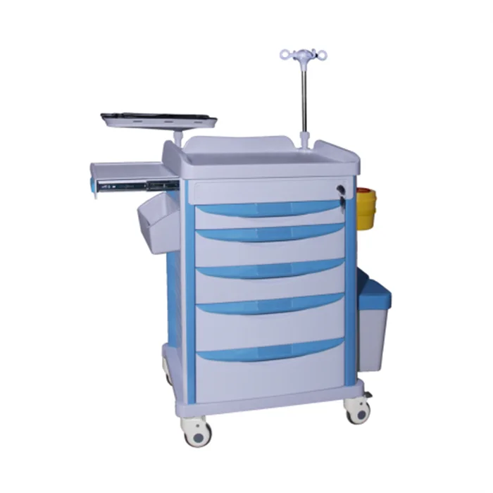 

EU-0154 High quality manufacturer ABS material hospital anesthesia device patient emergency trolley cart