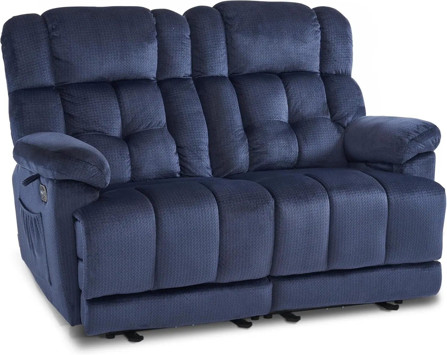 Power Loveseat Recliner Electric Reclining Loveseat Sofa with Heat and USB Charge Port Living Room Navy Blue Loveseat Recliner