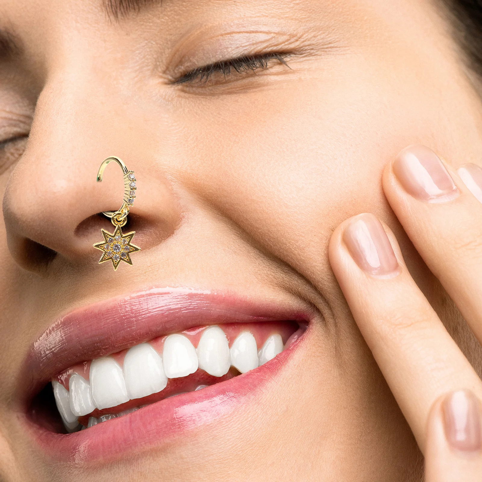 8 قطعة خواتم الأنف سبيكة الأطواق غير ثقب الغضروف أقراط للنساء الرجال مجوهرات وهمية ديكور الكفة كليب على نمط حفل زفاف