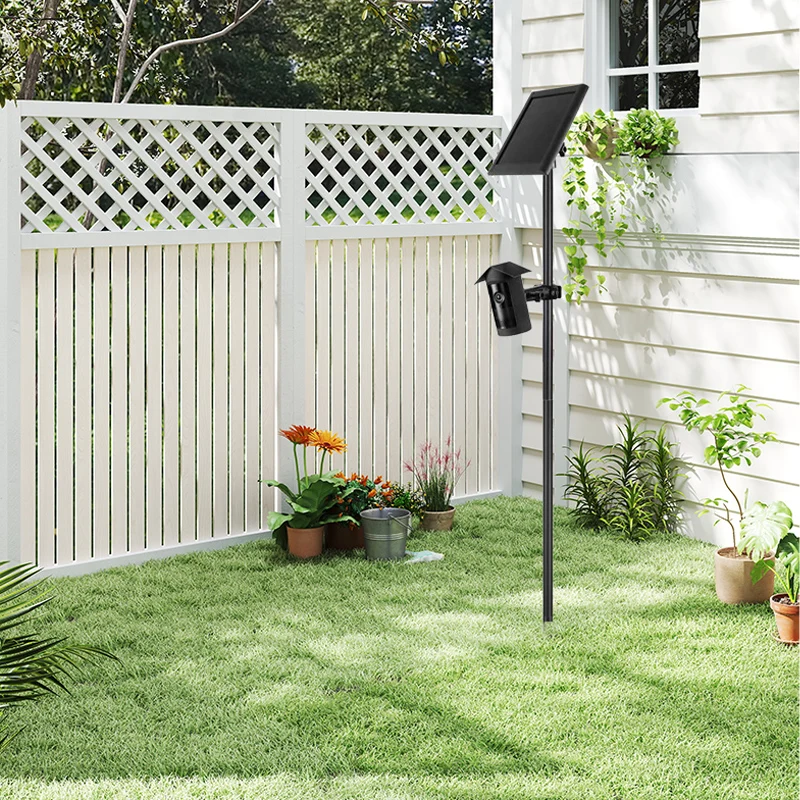 Pole Ground Stake Mount Stand with Solar Panel Mount for Ring Stick Up Cam Battery Solar, 360° Adjustment Holder with case
