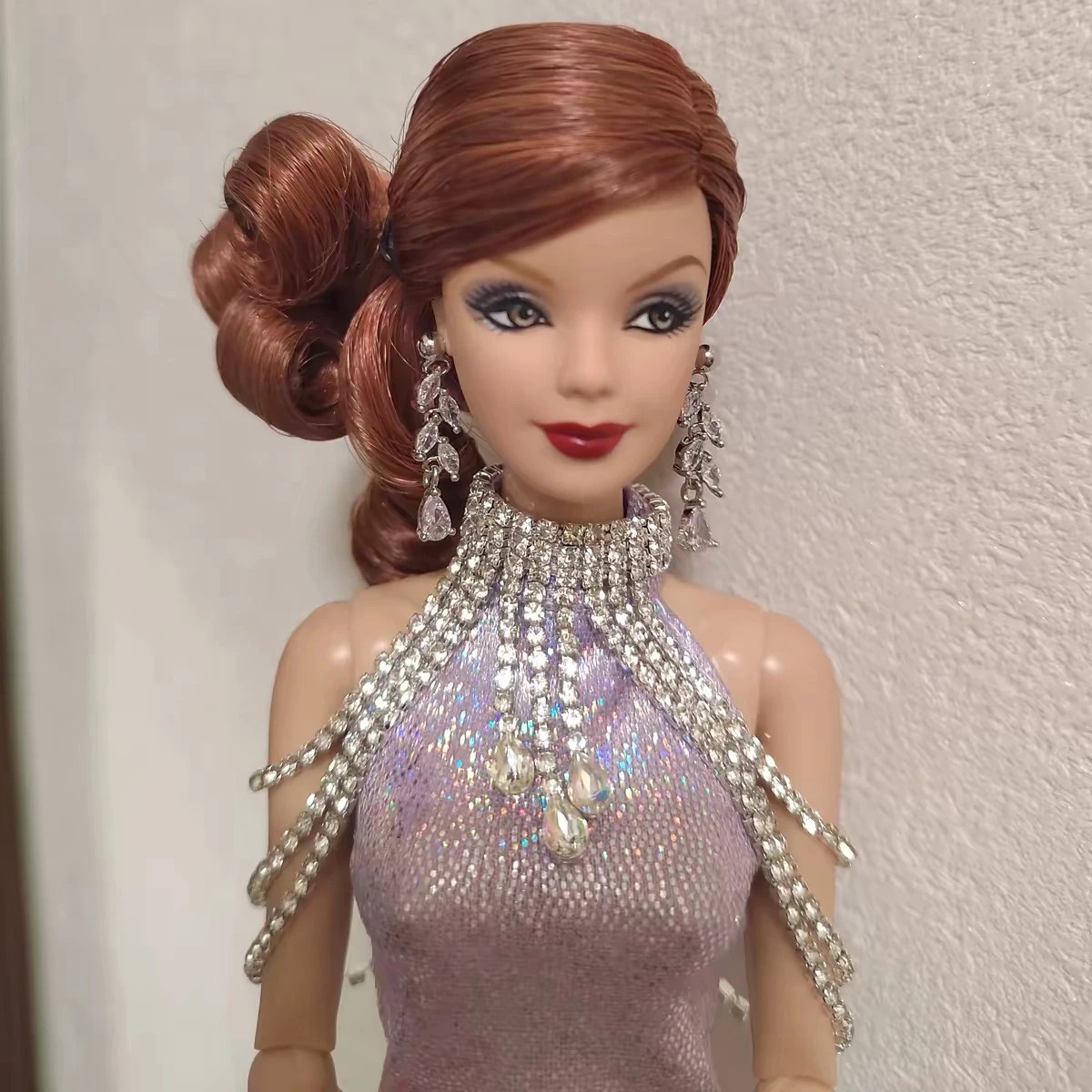 1/6 Doll Jewellery Parts Original, Exquisite Diamond Shawl + Luxurious Diamond Earrings For 30cm BJD Babi FR Supermodel Doll