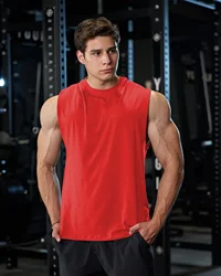 2025 Men's new solid color sports fitness crewneck vest fitness sleeveless blank sports muscle vest