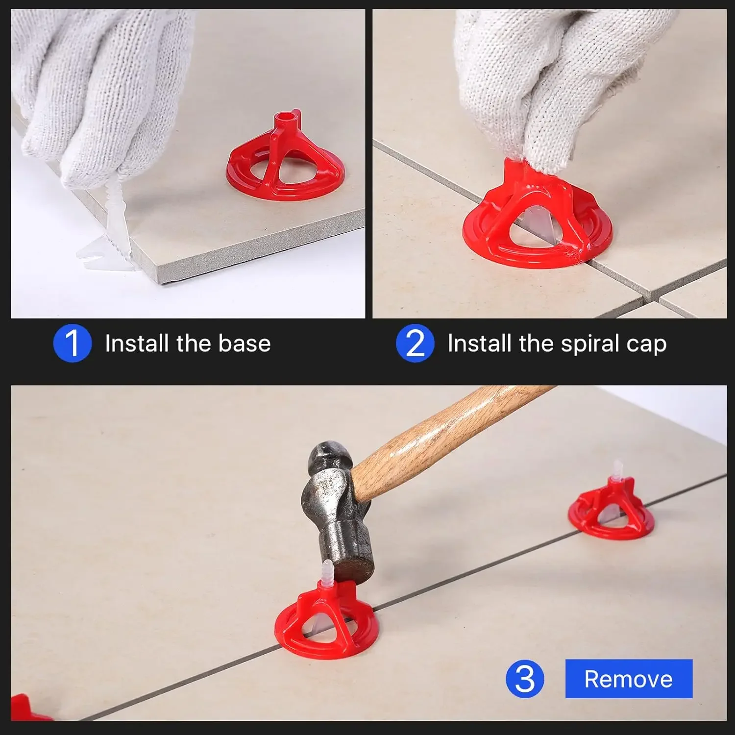 Spiral Ceramic Tile Leveling System Reusable Tile Leveler Spacer Baseplates Straps Wadge for Tile Laying Wall Floor Fixing