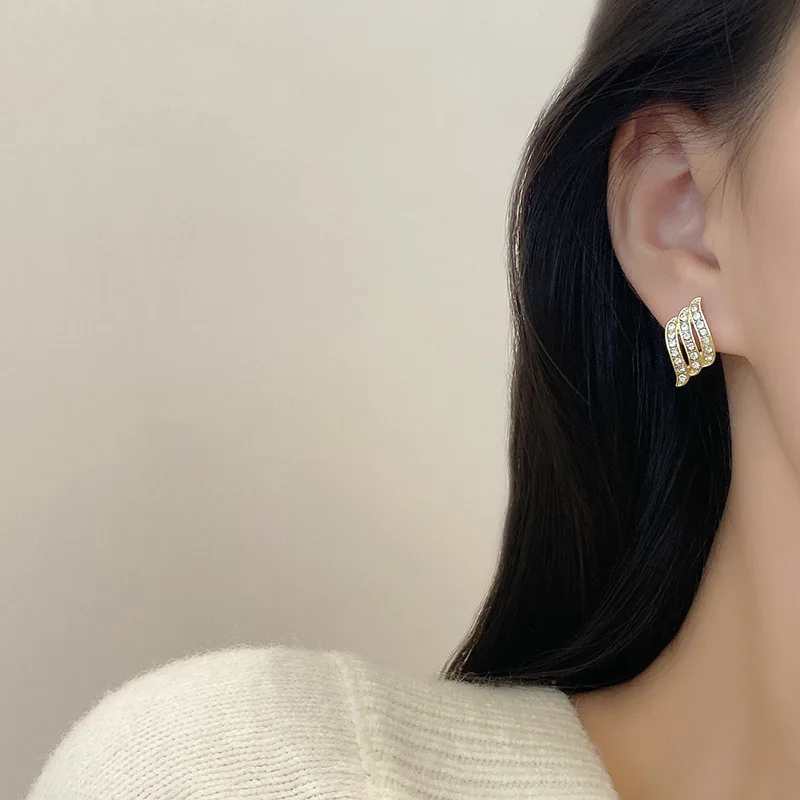 Korean Simple Geometry Shape Zircon Earrings For Woman Ear Ornament Jewelry Accessories 2022 Trendy Ear Accessories