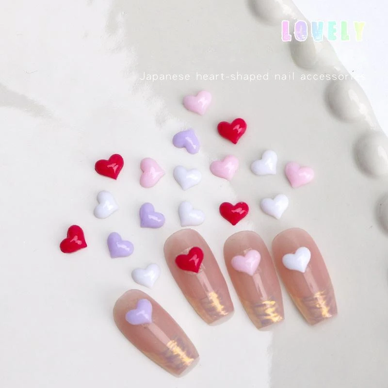 500Pcs Macaron-Colored Heart Nail Charms – Candy-Toned Resin Nail Art Accessories for a Sweet and Vibrant Manicure Look