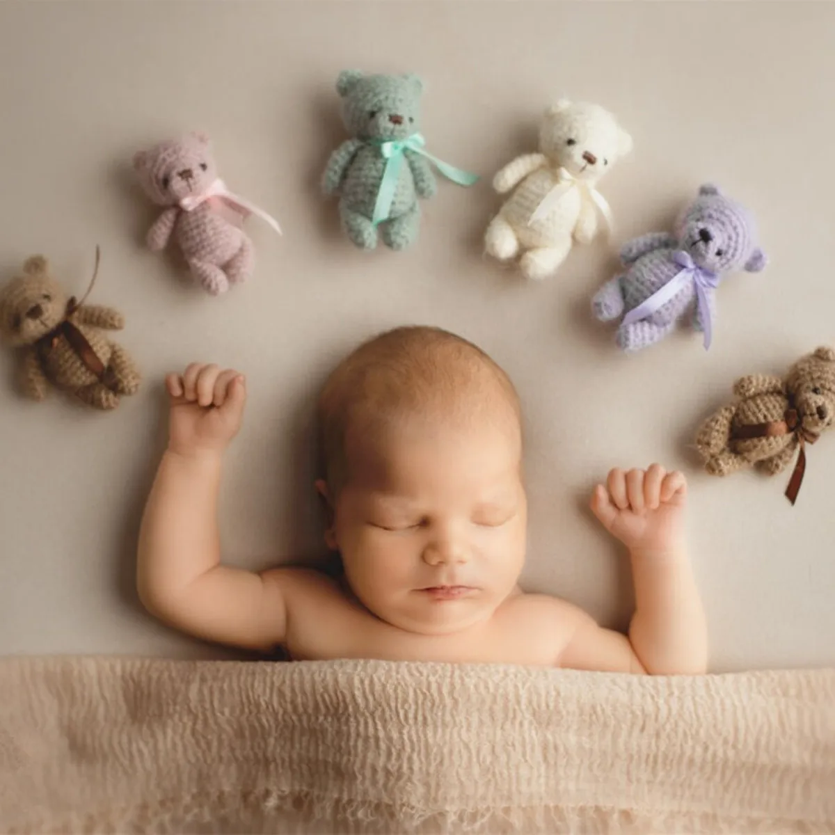 ❤CYMMHCM-Accessoires de photographie pour nouveau-né, mini ours en peluche mignon, accessoires photo de bébé au beurre, studio, décoration de prise de vue pour bébé