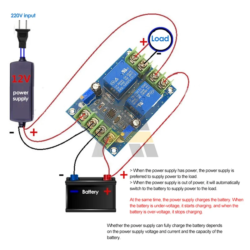 10A Power Supply Automatic Switching Module 12V Power Failure to Battery-powered Charging Control Board Emergency Breaker Parts