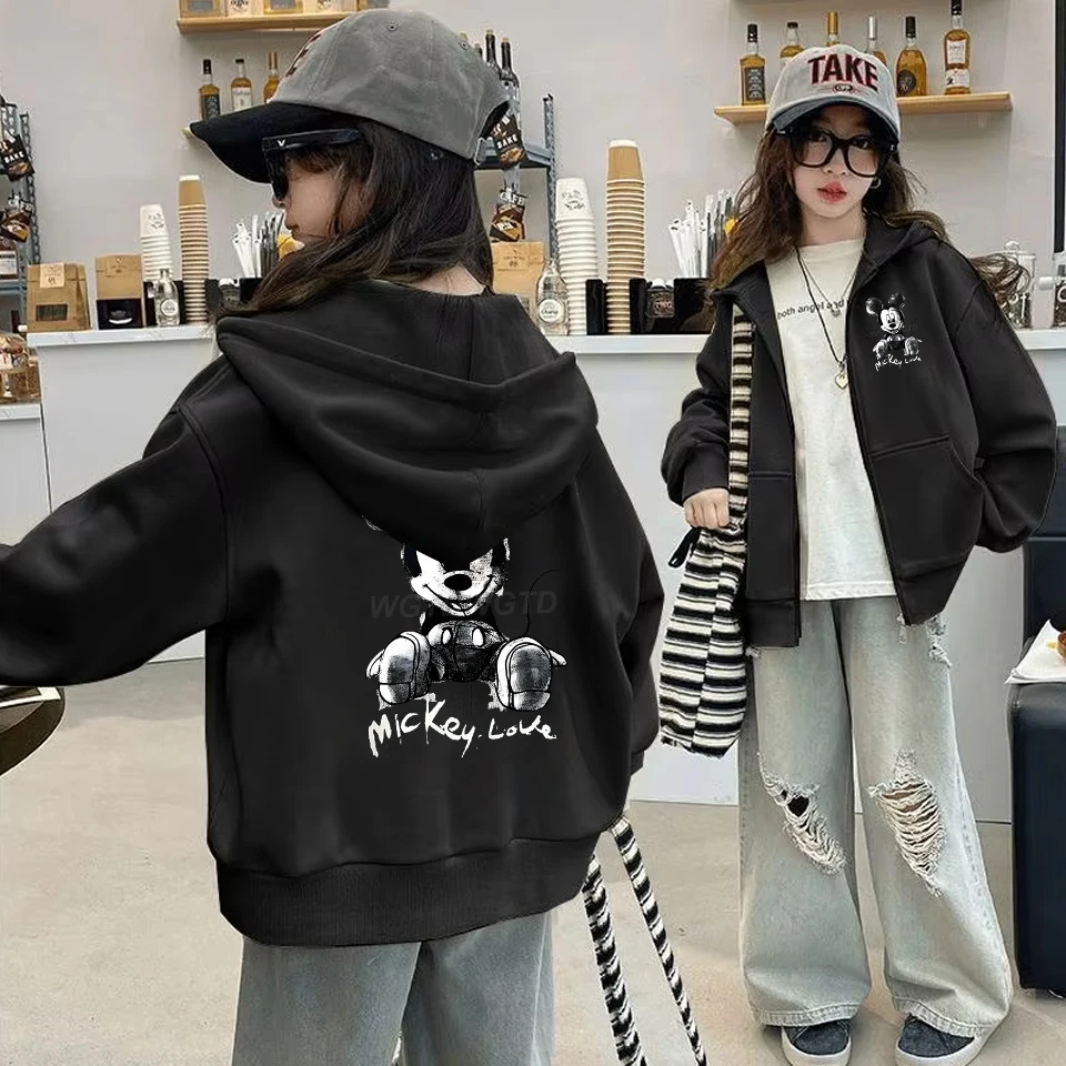 

Funny Kids Mickey Zip Up Hoodie Retro Mickey Mouse Girl Boy Clothes Harajuku Fashion Streetwear Children's Zipper Hoody