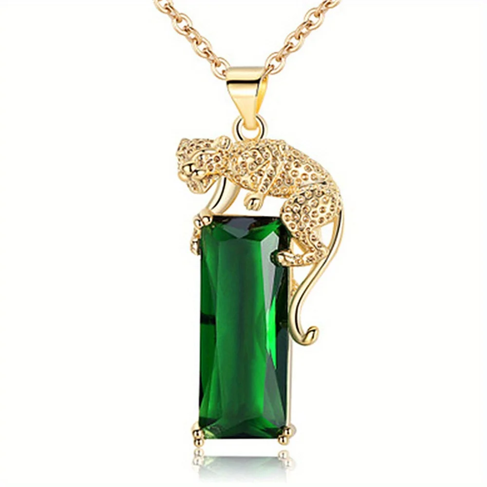 Stylish Leopard Pendant with Green Crystal - Unique Party Accessory Ideal for GiftAnniversary Party Gifts, Jewelry,niche Style,