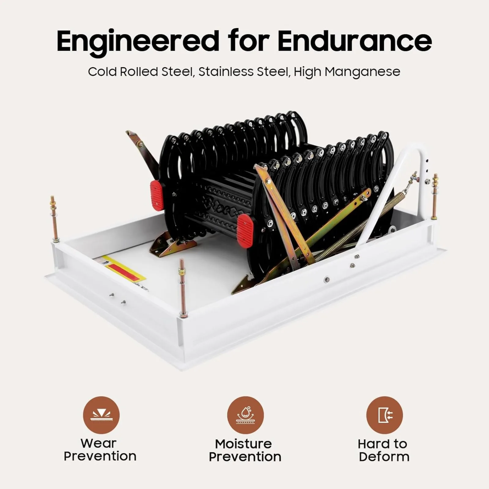 12 Steps Folding Attic Ladder,Wall Mounted Pull Down Loft Folding Stairs,Al-Mg Alloy Telescopic Extension Loft Ladder