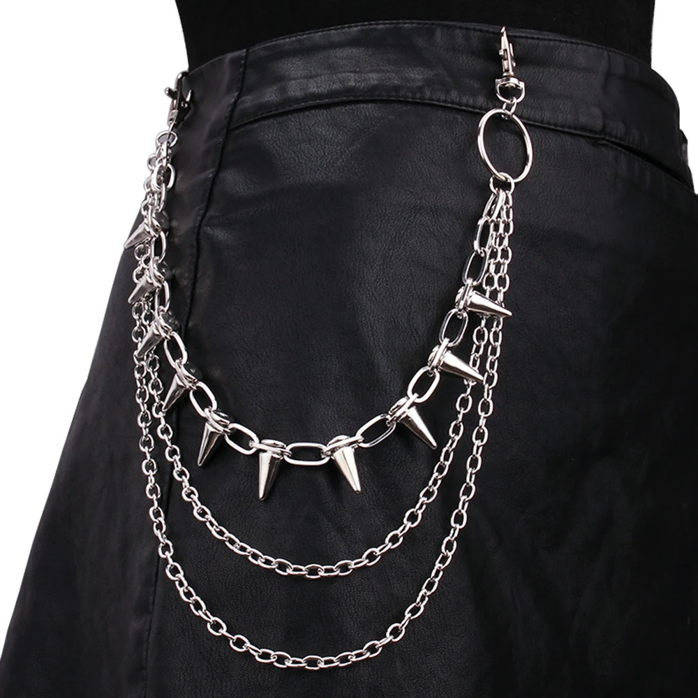 

Punk Rock Metal Pants Waist Chain Men Women Rivet Tassel Key Chain Multi-layer Wallet Keychain Jeans Unisex Hip-hop Jewelry Gift