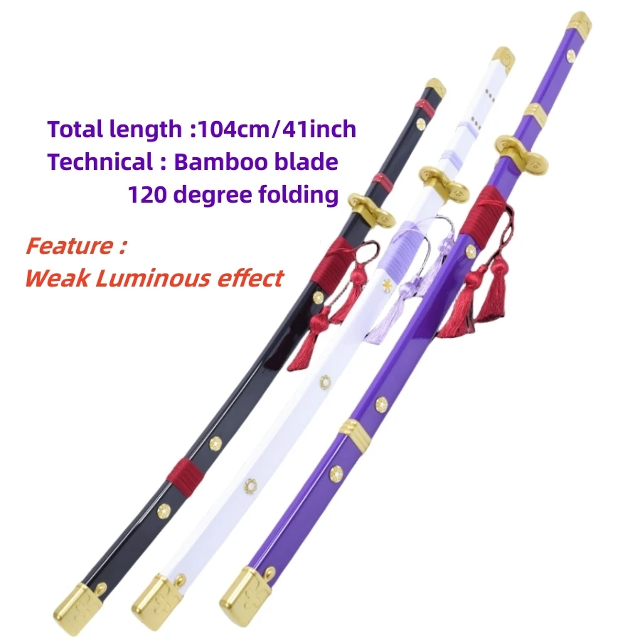 

104 см/41 дюйм косплей аниме ниндзя нож, катана самурай Ророноа Зоро набор для ролевых игр, меч с бамбуковым лезвием для улицы, забавный и косплей