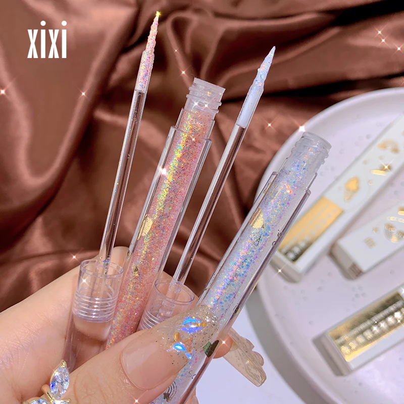 Sparkling Diamond Drill Liquid Eyeshadow Shimmer Shiny Eye Shadow Pen Natural Soft Touch Highlights Long-Lasting Brighten Eyes