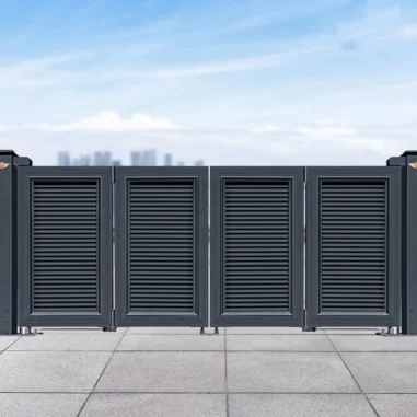 Folding Sliding Gate Stainless Steel Electric Sliding Gate Safety Metal Framed Glass Outdoor Metal Slat Fence