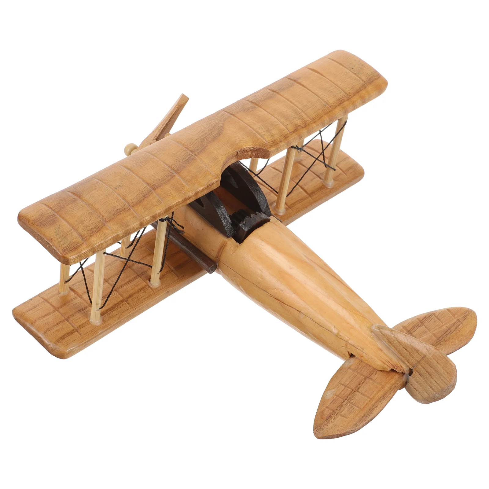 Retro Wooden Plane Ornament Crafts Airplane Model Desktop Decor Creative Vintage Toy