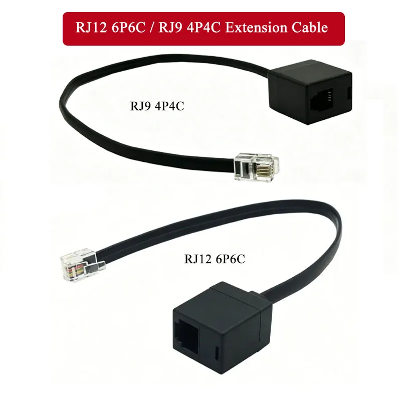 6P6C RJ12 Extension Cable Crystal Head to 6PIN Straight Female Connector Wire Male to Female RJ9 4P4C Connection Line 25CM