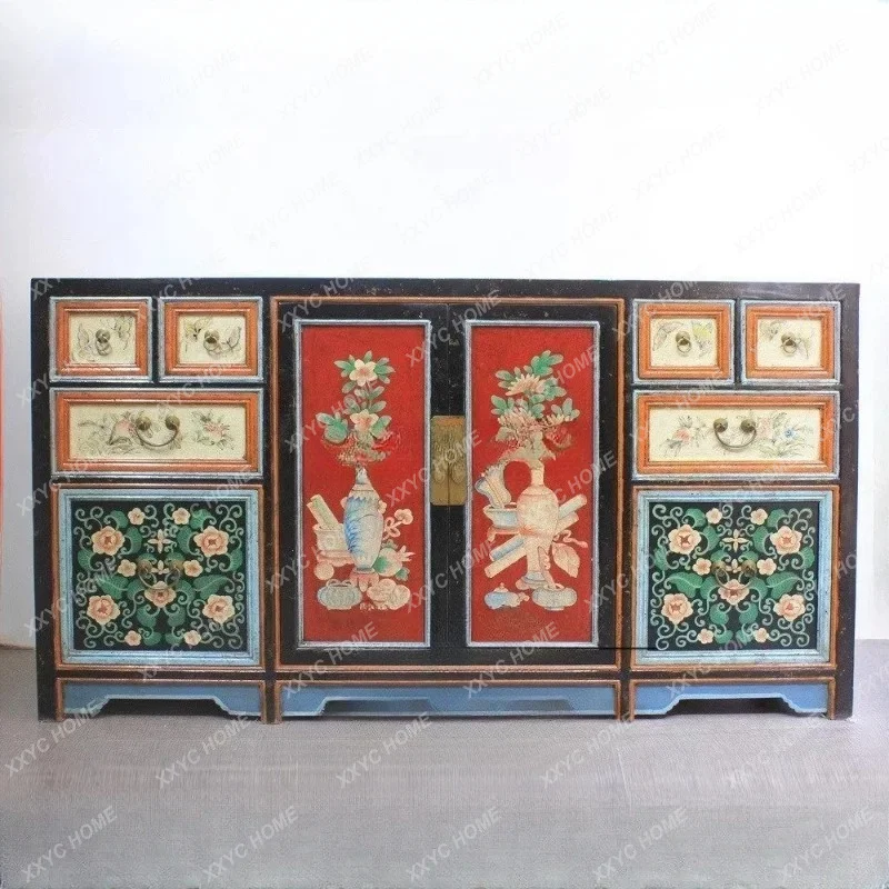 

solid wood hand-painted two doors and eight pumping sides/porch foyer partition cabinet