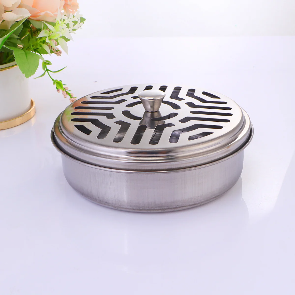 2 قطعة حامل من الفولاذ المقاوم للصدأ حامل البخور مجمع الغبار تصميم بوش منزلي أساسي 14.5 سنتيمتر