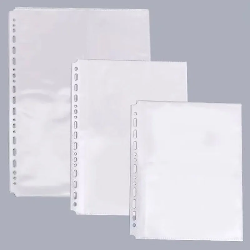 Limpar arquivo saco para documento, Binder mangas, plástico fino, folha transparente, protetor de arquivo, pasta, material de escritório, folha solta, A4, B5, A5, 50pcs