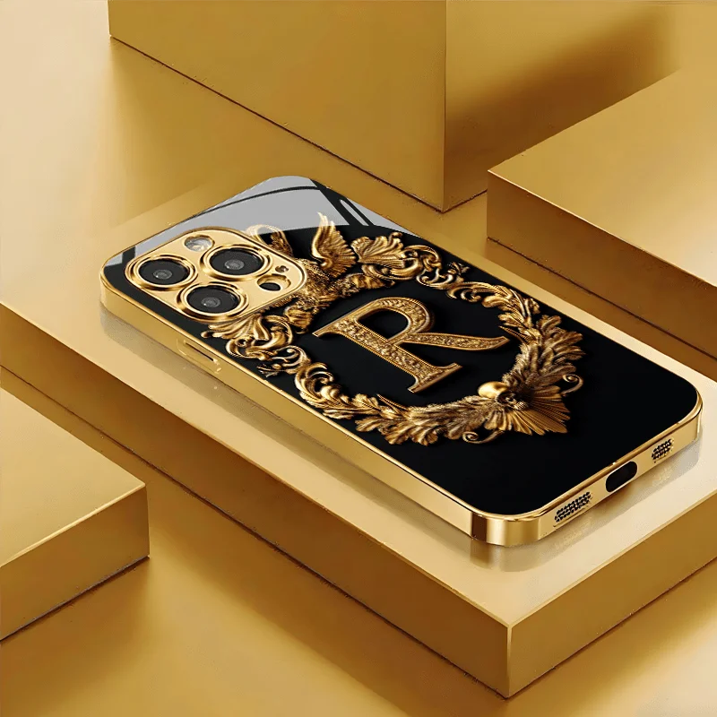 

Vintage Luxurious Letter R Golden Pattern phone case for iPhone 17/16/16ProMax/15/14/13/12ProMax/11/11Pro Anti-drop protection