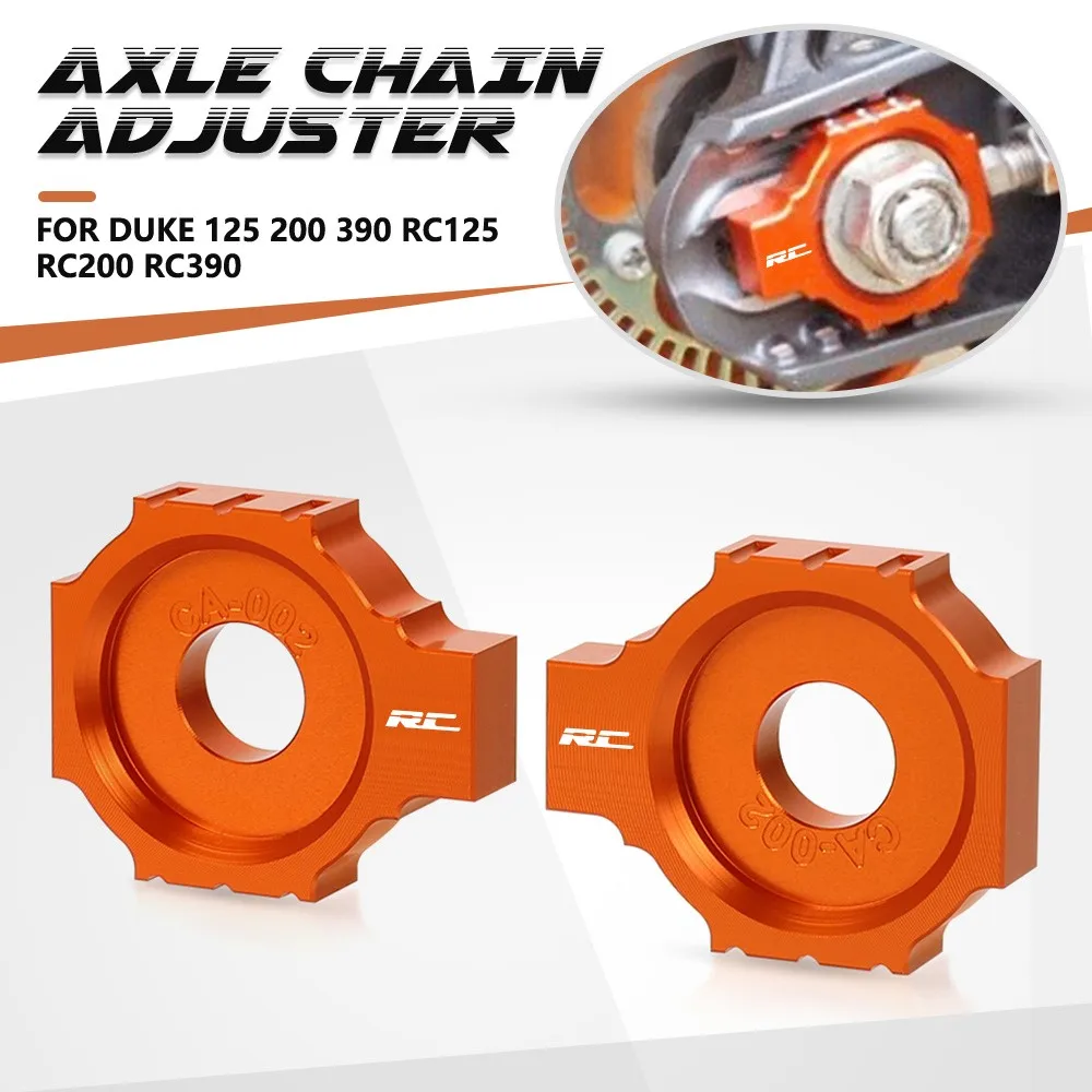 

Motorcycle CNC Rear Fork Axle Chain Adjuster Blocks FOR Duke125 Duke200 Duke390 2011-2018 RC125 RC200 RC390 2014-2023 2024