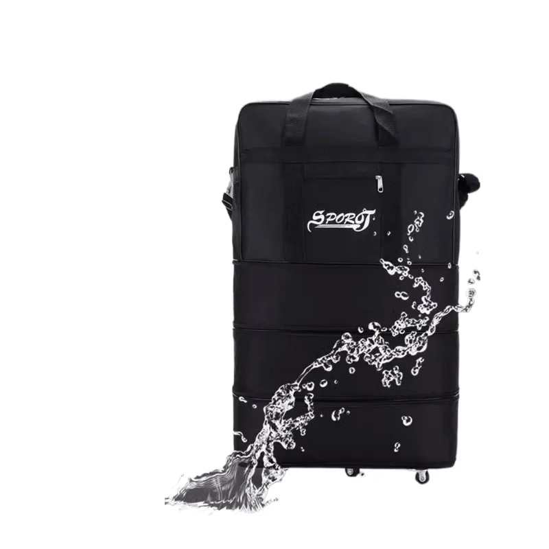 

Student blanket storage bag with wheels for moving and packing luggage and clothes, large capacity dormitory bedding