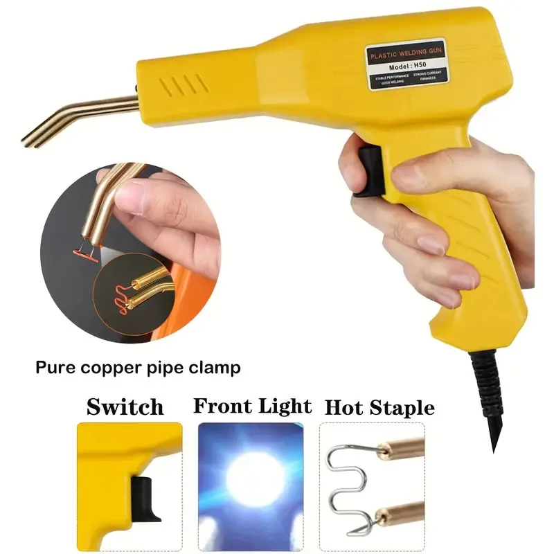 Hot Staple Gun Plastic Welder Kit with 200-800pcs Hot Nails Car Bumper PVC Repair Welding Machine for Garage Automotive Use