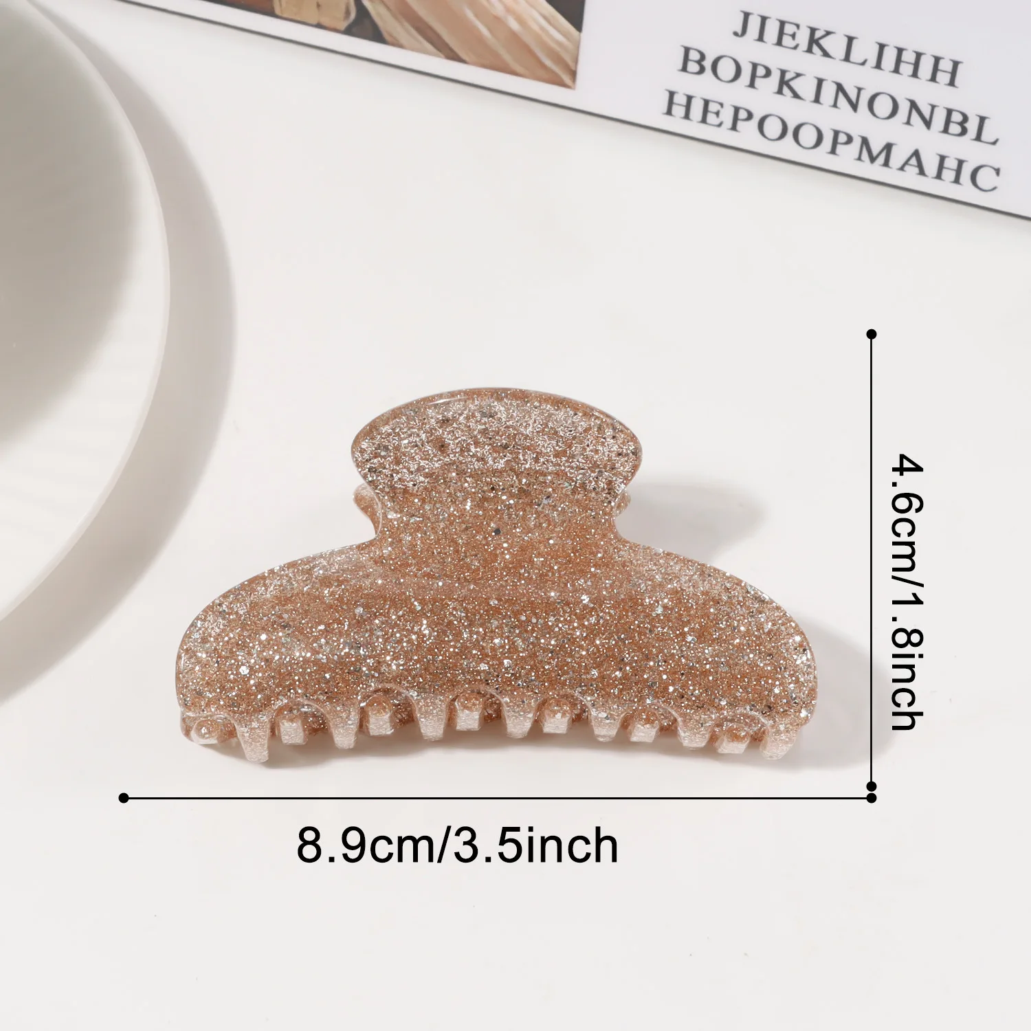 Glitter Hair Claw Clip Gold Powder Sparkle Hair Clip for Women Sparkling Hair Accessories Elegant Shark Claw view 5