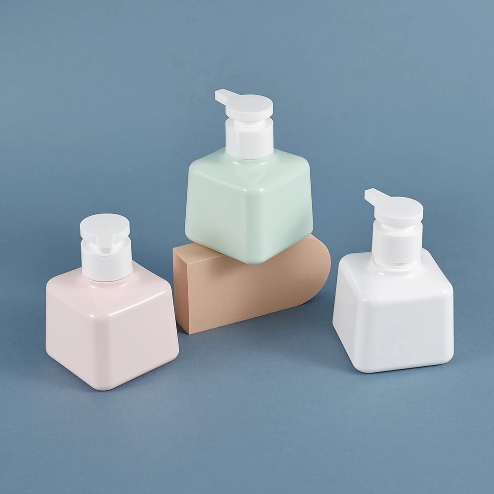 1pc 200ml Empty Pink/White/Green Refillable Plastic Square Pump Bottle for Liquid Lotion Soap Dispenser Cosmetic Makeup Shampoo