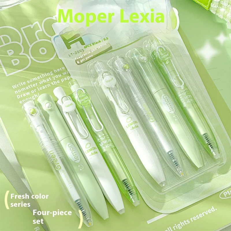 Lopet Mini Fragrance Gel Pen 4pcs/Set Pocket Pen ST Pen Tip Smooth Writing 0.5mm Quick Drying Ballpoint Pens Studennt Stationery