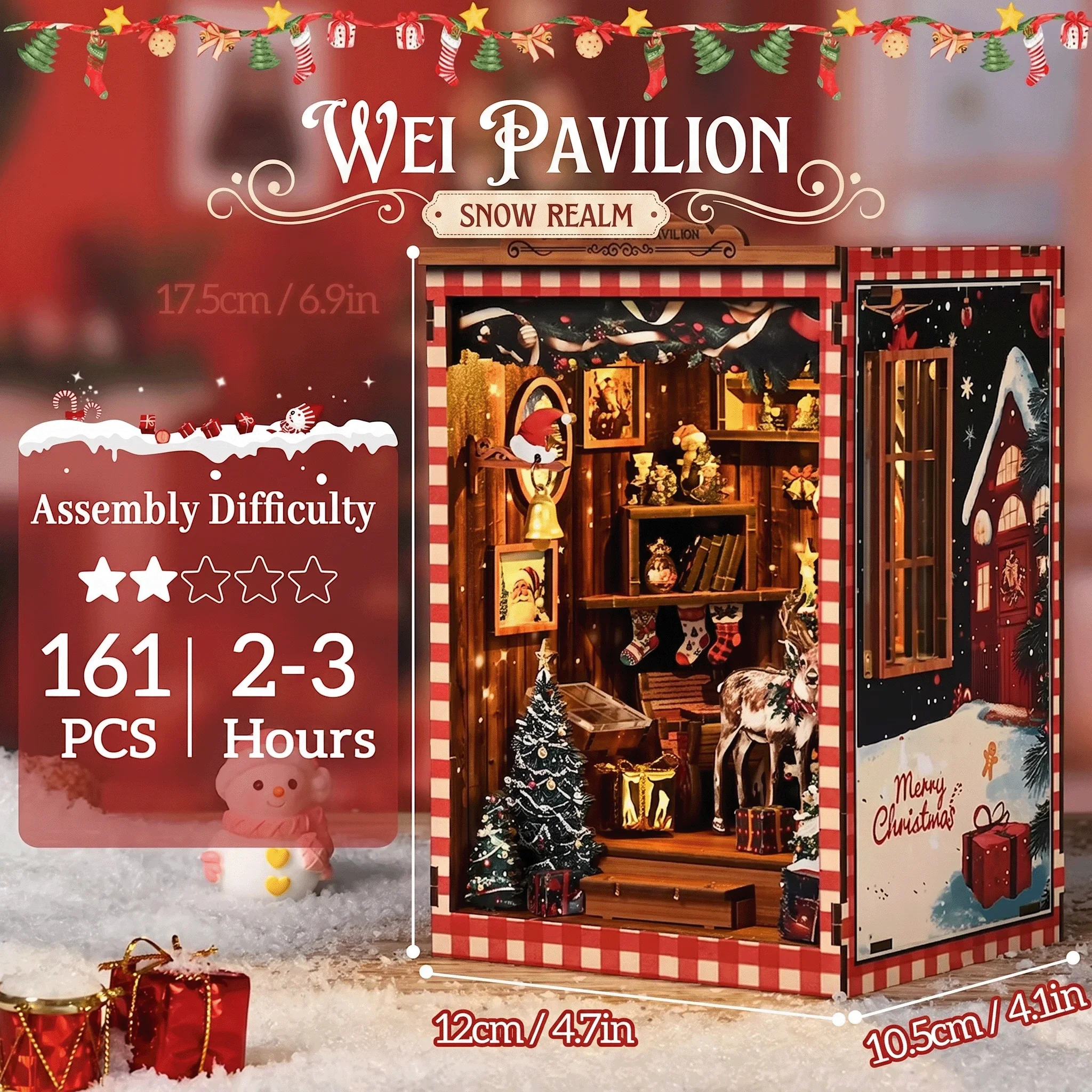 Christmas Book Nook Kit DIY 3D - Model Kit Wood ulasan dan harga