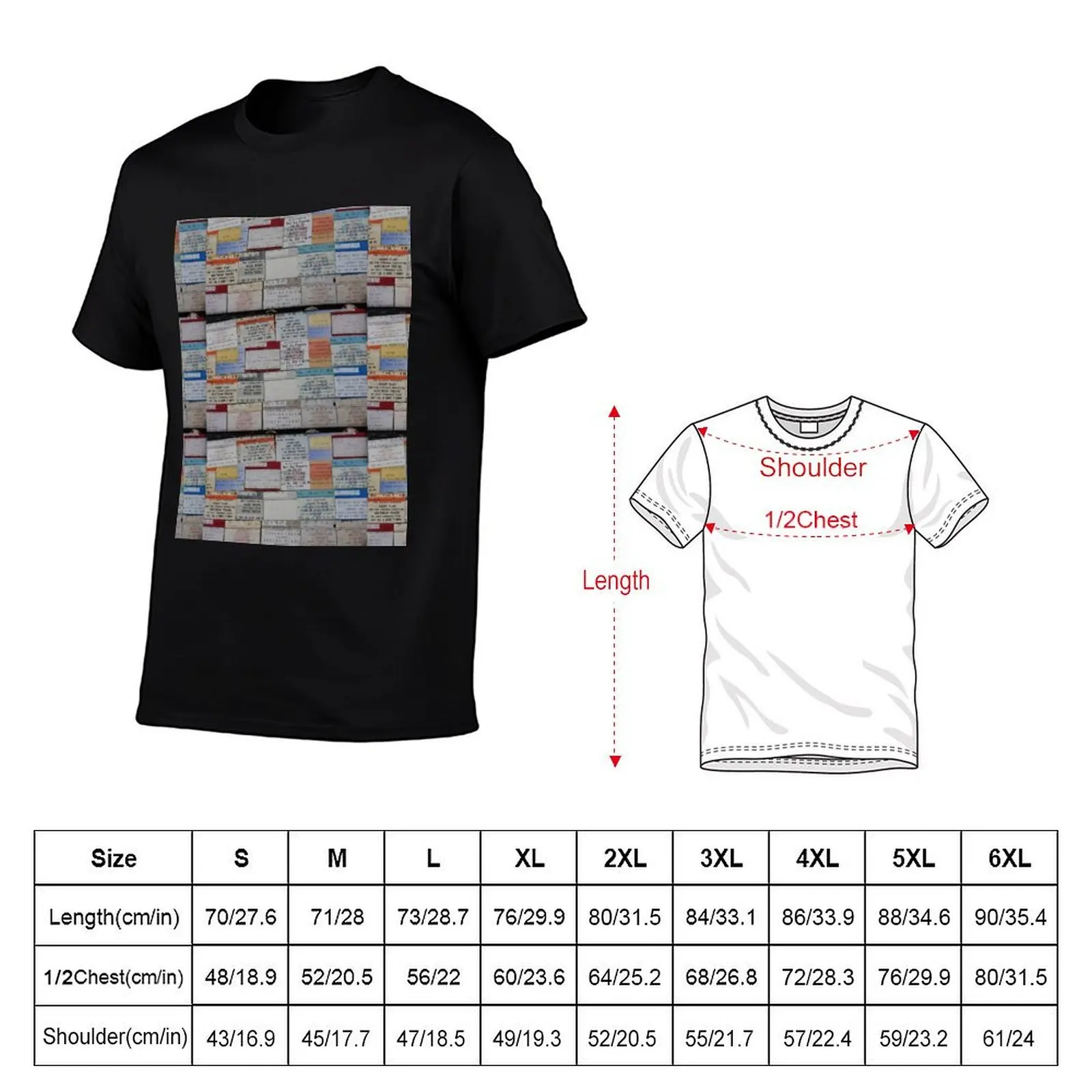 Rock Concert Ticket Stubs Poster T-Shirt Anti-Fade Casual Tee Shirt