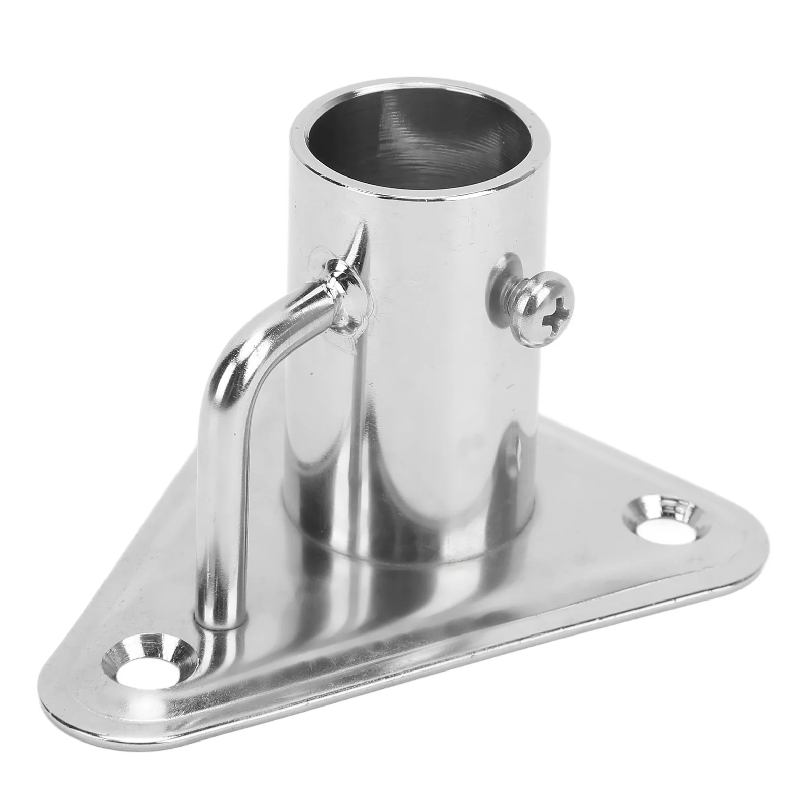 Flag Pole Holder 90 Degree 1 Inch 316 Stainless Steel Stanchion Post Socket Triangle Base with Buttress for Ships Yachts