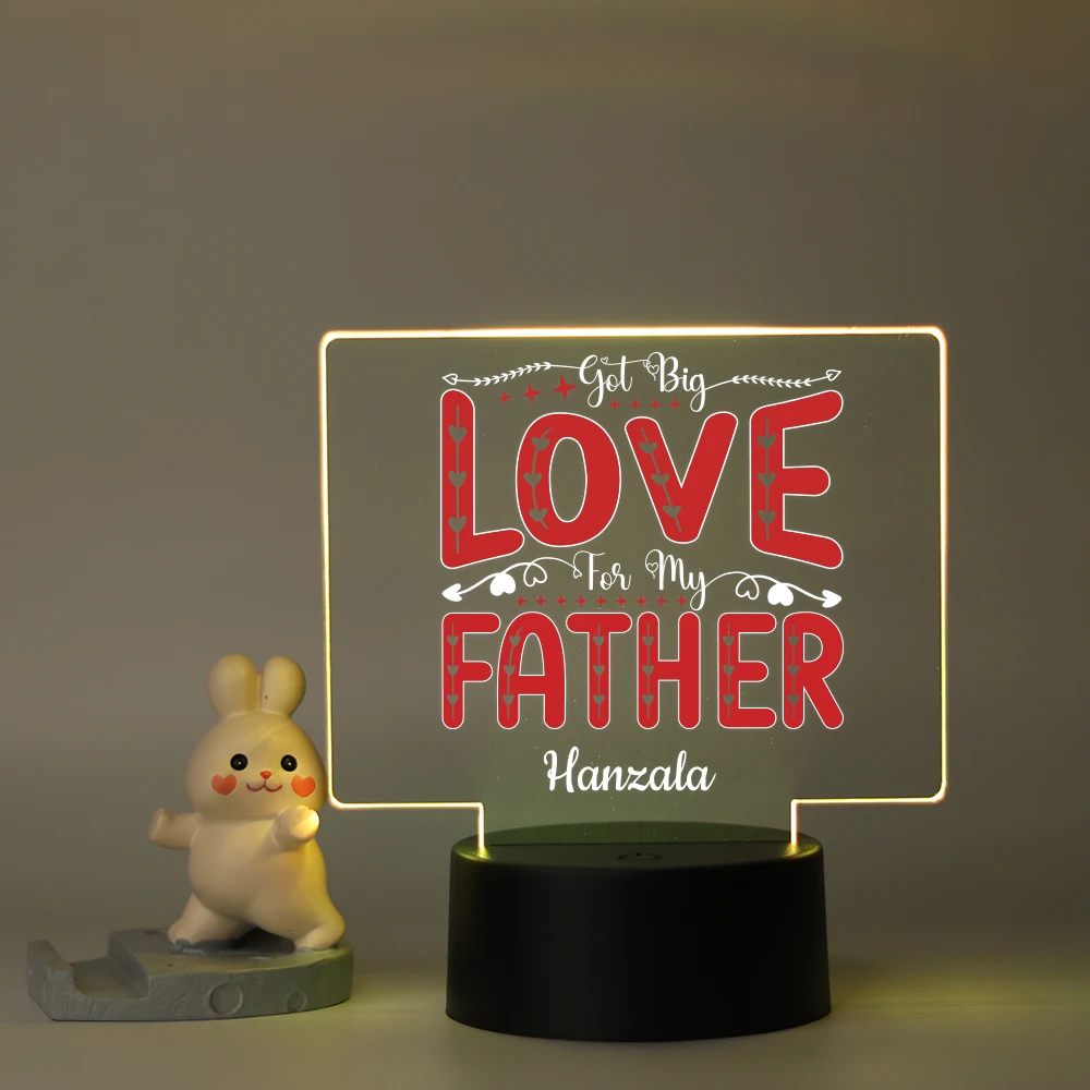 

2D Colorful Night Light with Seven Adjustable Colors, Customized Name Blessings, Bedroom Bedlight, Father's Day Gift for Dad