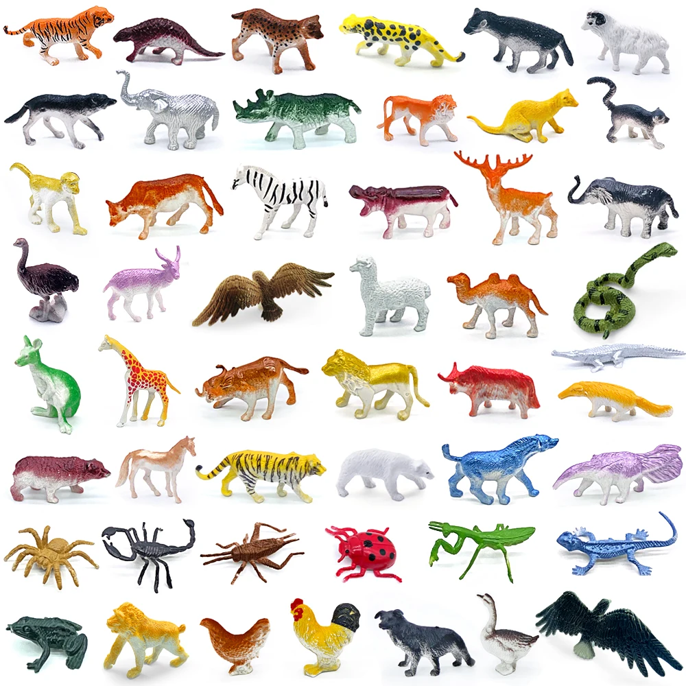 96pcs Animal Model Wild Jungle Zoo Plastic Action Figures Tiger Lion Collection Model Doll Educational Toy for Children Gift