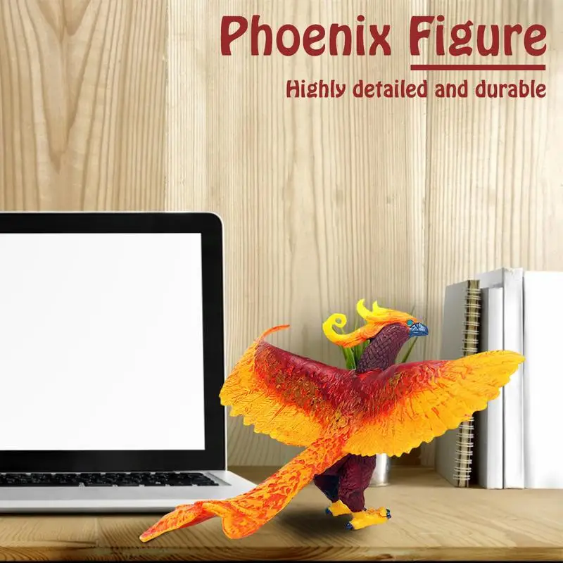 New Original Simulation Chinese Phoenix Red Action Figures Bird Pvc Figurines Education Kids Toy Gift