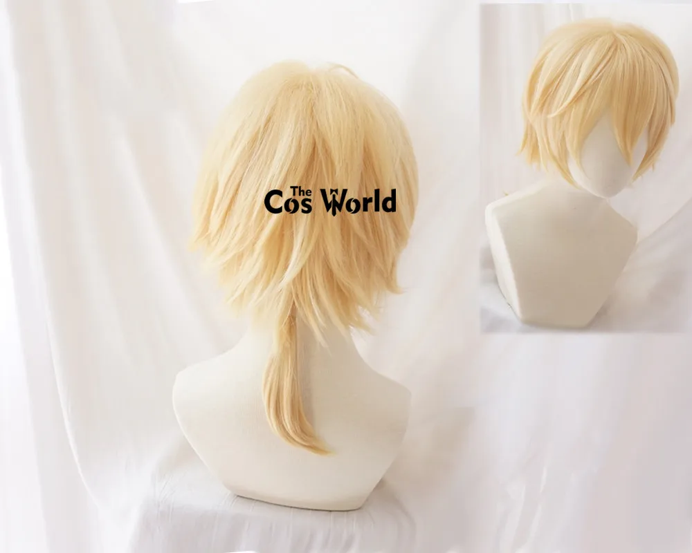 VOCALOID Rin Len 30cm corto Halloween Anime Cosplay pelucas fibra pelo sintético resistente al calor + gorro de peluca
