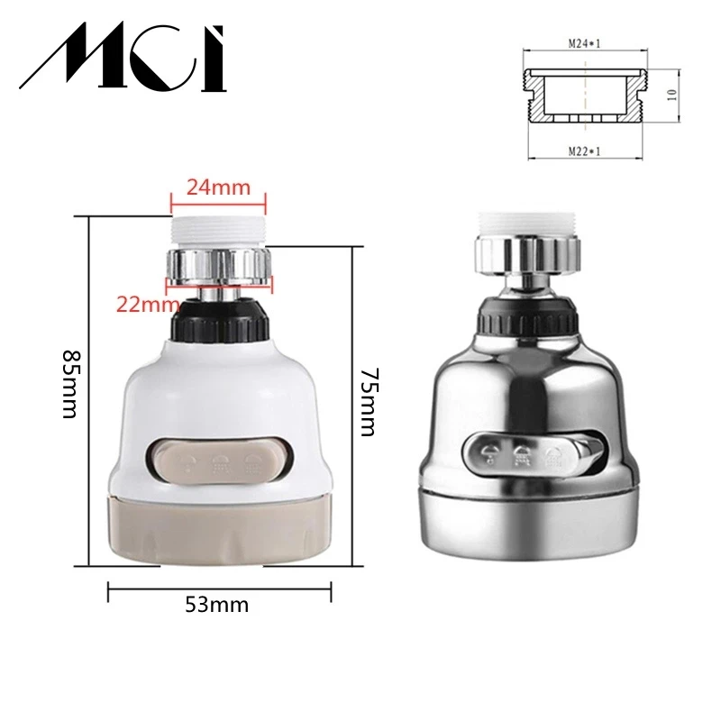 Mci Universal Faucet Aerator Moveable Flexible Tap Head Shower Diffuser 3 Modes For Kitchen Bathroom Water Filter Nozzle Bubbler