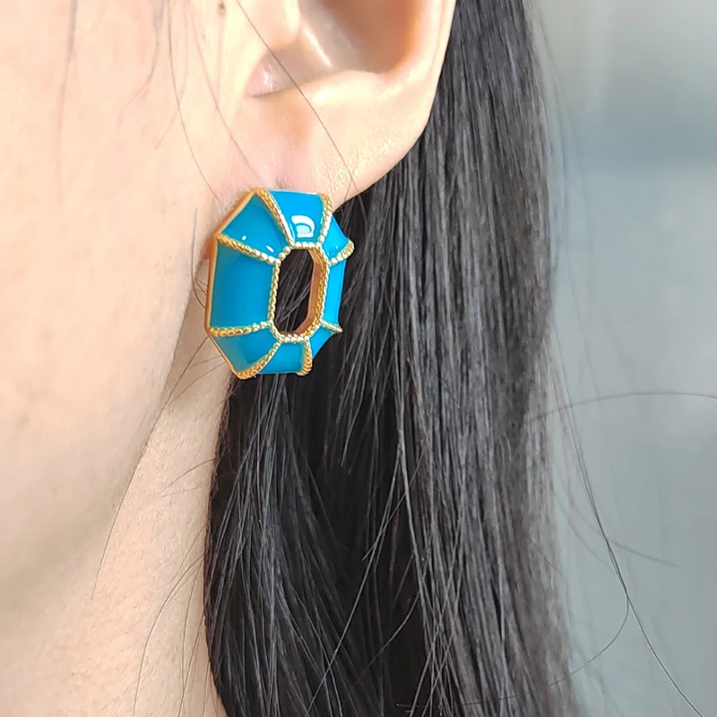 

Vintage Earrings for Women Metal Jewelry 2024 Trend Blue Ear Rings