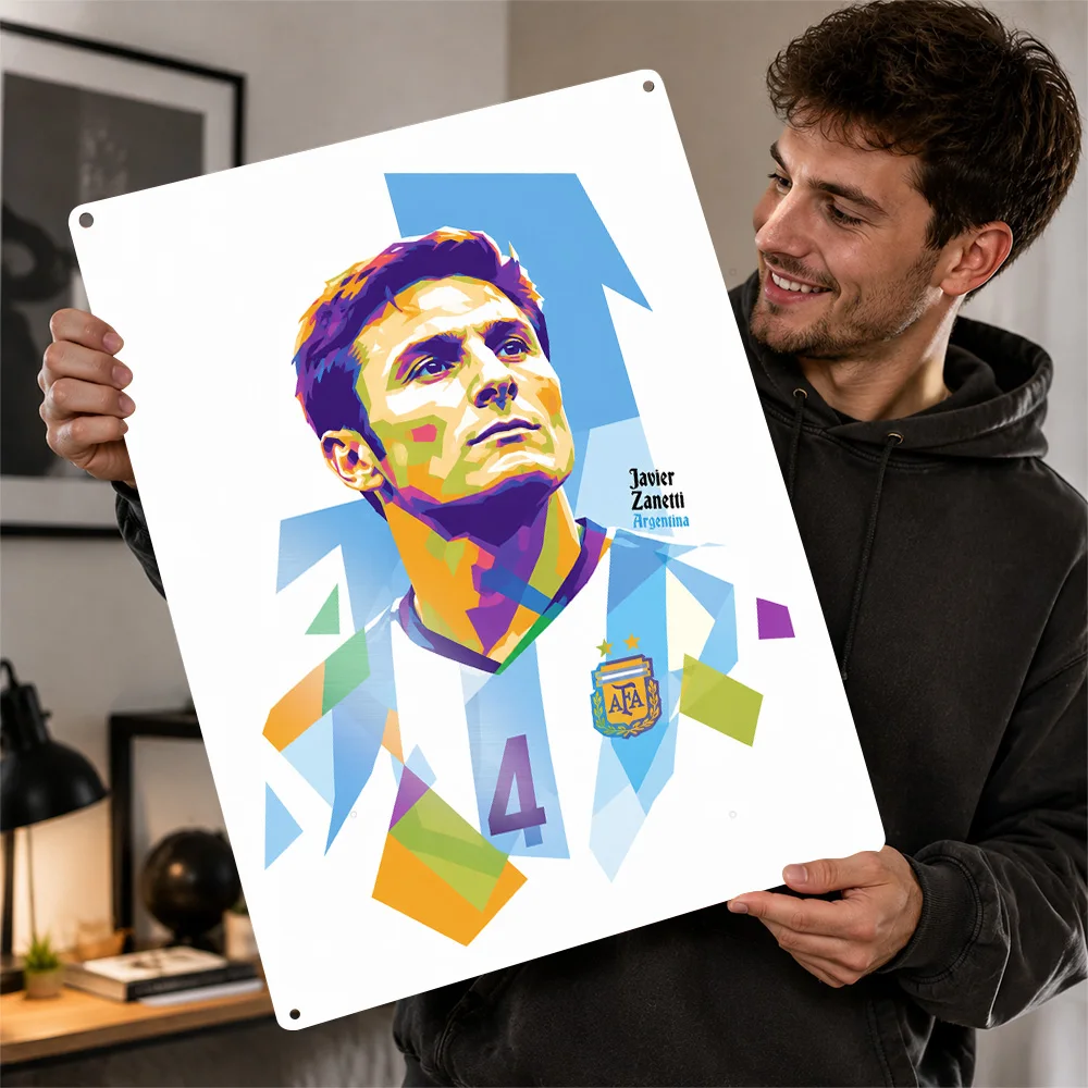 Javier Zanetti Football Aluminum Poster Customized Metal Tin Sign Champion Legacy Design Wall Art Made For Stadium Enthusiasts