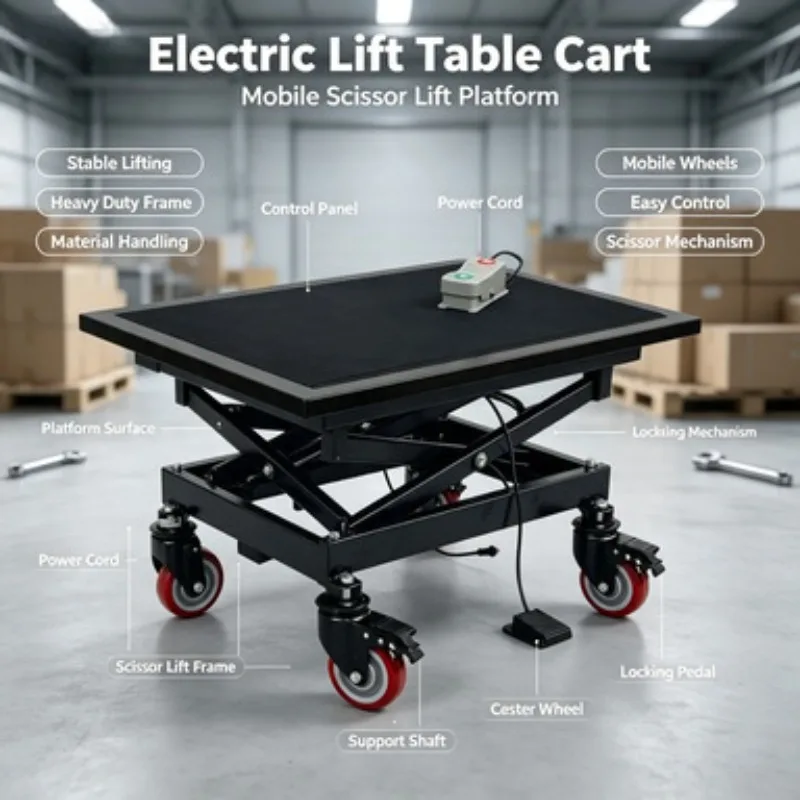 New Electric Lifting Step Stool Foldable Mobile Platform Trolley Foot Lift Work Bench For Indoor Tile Renovation Construction