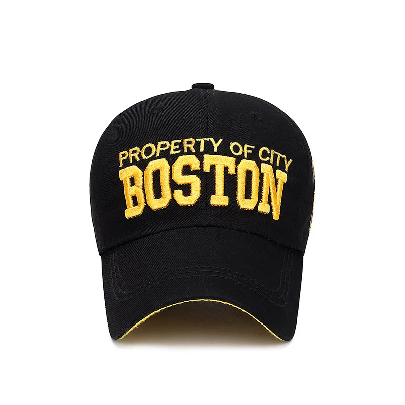 Boston 3D Letter Embroidered Baseball Cap For Women Men Casual Outdoor Sports Curved Brim Visor Hats Unisex Hip Hop Dad Caps